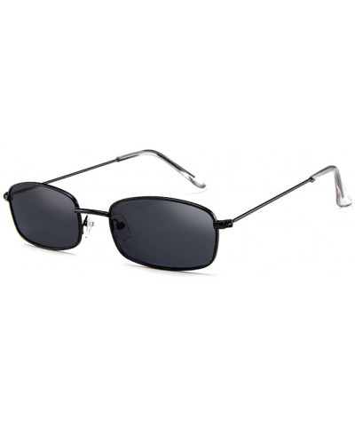 Shield Small Metal Frame Square Sunglasses Non Polarized Lens - Black/Smoke - CP18EGKO70L $10.38