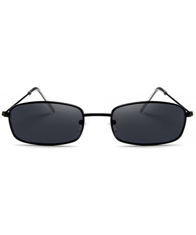 Shield Small Metal Frame Square Sunglasses Non Polarized Lens - Black/Smoke - CP18EGKO70L $10.38