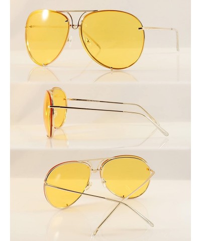 Rimless Retro Rimless Oversize Round Color Tinted Mirrored Sunglasses A031 A032 - Yellow - CM186EK3ZK2 $9.89
