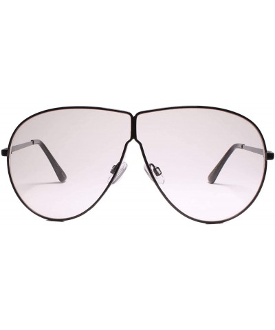 Aviator Oversized Exaggerated Swag Hip Hop Look Night Club Party Aviator Clear Glasses - Black - C218YYI0HSA $10.62
