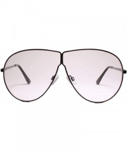 Aviator Oversized Exaggerated Swag Hip Hop Look Night Club Party Aviator Clear Glasses - Black - C218YYI0HSA $10.62