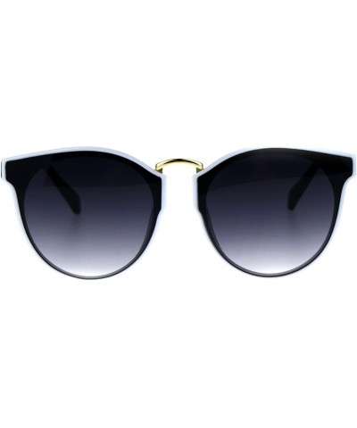 Rectangular Hipster Plastic Horned Rim Mens Metal Bridge Sunglasses - White Smoke - C4186895TAX $10.20