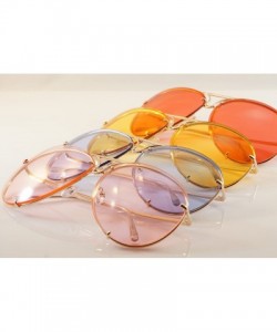 Rimless Retro Rimless Oversize Round Color Tinted Mirrored Sunglasses A031 A032 - Yellow - CM186EK3ZK2 $9.89