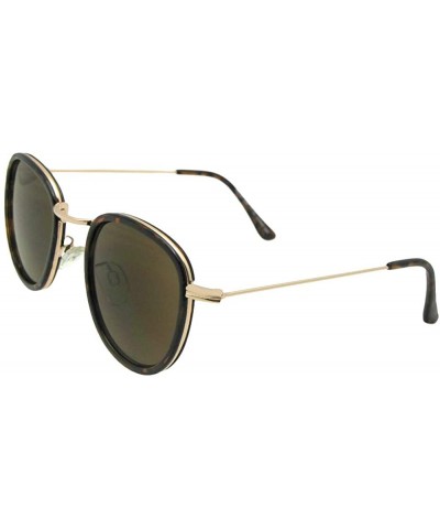 Round Semi Round Retro Reading Sunglasses R104 - Lite Tortoise/Gold Brown Lenses - C718O6NTQ6W $15.42