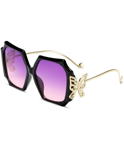 Oversized ButterflySunglasses for Women Oversized Frame Cat Eye Sun Glasses Shades Eyewear - Black Gradual Purple - CS1902W5A...