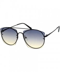 Rimless Womens Rimless Rectangular Luxury Designer Style Metal Rim Sunglasses - Black Black Brown - CI18K3Y9586 $14.20