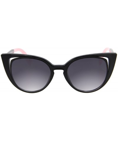 Cat Eye designer vintage retro Mirror women's cat eye sunglasses FF0136 - Black - CK12GMZSDDJ $26.45