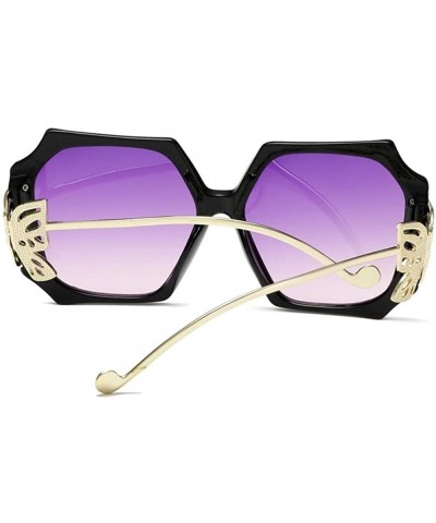 Oversized ButterflySunglasses for Women Oversized Frame Cat Eye Sun Glasses Shades Eyewear - Black Gradual Purple - CS1902W5A...