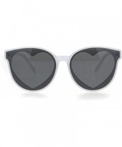 Round Womens Hippie Heart Shape Lens Horn Rim Round Plastic Sunglasses - White - CN18HZ70KQA $10.40