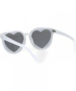 Round Womens Hippie Heart Shape Lens Horn Rim Round Plastic Sunglasses - White - CN18HZ70KQA $10.40