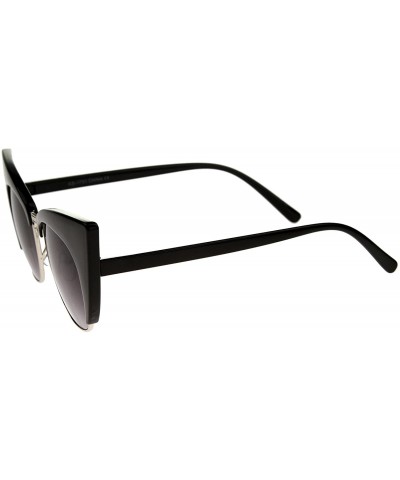 Square Women's High Fashion Half Frame Bold Square Cat Eye Sunglasses 50mm - Black / Lavender - CO12J18F3E1 $10.30