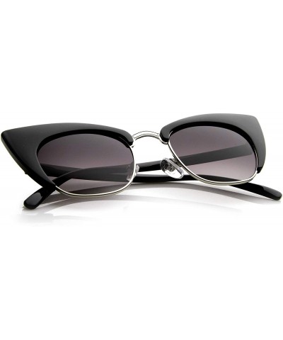 Square Women's High Fashion Half Frame Bold Square Cat Eye Sunglasses 50mm - Black / Lavender - CO12J18F3E1 $10.30