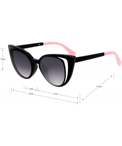 Cat Eye designer vintage retro Mirror women's cat eye sunglasses FF0136 - Black - CK12GMZSDDJ $26.45