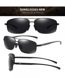 Rectangular Polarized Sunglasses Driving Rectangular - 01-black Frame / Black Lens - C918NLS3645 $10.08