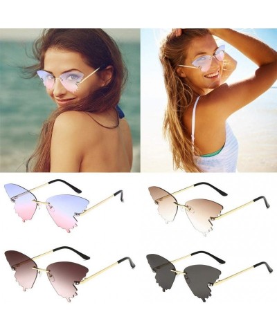 Butterfly Sunglasses - Butterfly Shaped Rimless Sunglasses Colored Transparent Glasses Butterfly Shape Eyewear - D - CW1906AL...