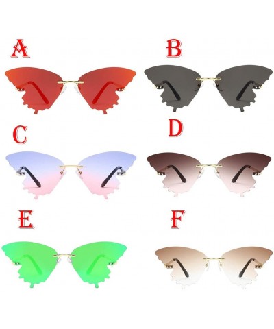 Butterfly Sunglasses - Butterfly Shaped Rimless Sunglasses Colored Transparent Glasses Butterfly Shape Eyewear - D - CW1906AL...