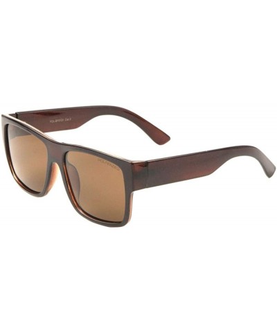 Square Polarized Classic Square Frame Sunglasses - Brown - C3190UAQKE3 $18.95