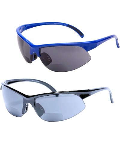 Wrap Bifocal Reading Sunglasses Outdoor Readers - Black/Blue - CA195WC2XGN $45.88