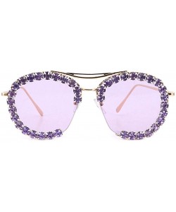 Semi-rimless Fashion Sunglasses for Women - Delicate Square Glasses Matel Frame UV400 Protection - Purple Gold-frame - C8198Z...