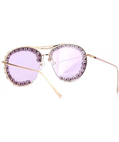 Semi-rimless Fashion Sunglasses for Women - Delicate Square Glasses Matel Frame UV400 Protection - Purple Gold-frame - C8198Z...