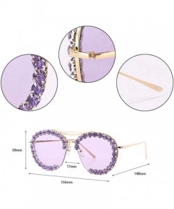 Semi-rimless Fashion Sunglasses for Women - Delicate Square Glasses Matel Frame UV400 Protection - Purple Gold-frame - C8198Z...