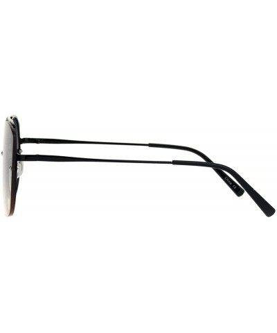 Rimless Womens Rimless Rectangular Luxury Designer Style Metal Rim Sunglasses - Black Black Brown - CI18K3Y9586 $14.20