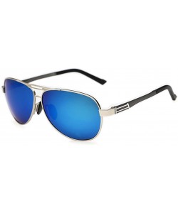 Square Mens Sunglasses Unique Frame Designed Color Lens Feature Style - Black/Blue - CP11ZBUGKRN $17.62