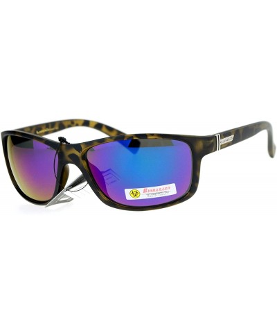 Sport Sunglasses Mens Fashion Oval Rectangular Sporty Shades UV 400 - Tortoise (Blue Purple Mirror) - CP186KY0AYR $8.96