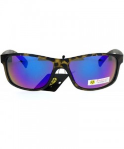 Sport Sunglasses Mens Fashion Oval Rectangular Sporty Shades UV 400 - Tortoise (Blue Purple Mirror) - CP186KY0AYR $8.96