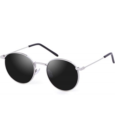 Round Round Sunglasses Polarized Sunglasses For Women Men Circle Glasses TREND ALERT - Silver Frame/Grey Polarized Lens - CM1...