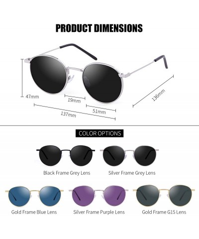 Round Round Sunglasses Polarized Sunglasses For Women Men Circle Glasses TREND ALERT - Silver Frame/Grey Polarized Lens - CM1...