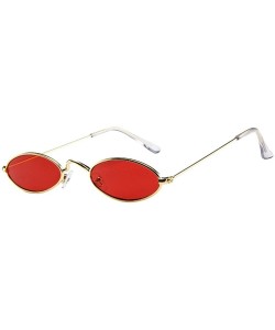 Oval Womens Sunglasses Vintage Oval Sun Glasses Slender Metal Frame Shades Candy Colors Eyewear for Man and Woman - C - CW194...