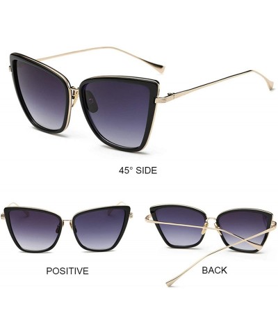 Round 2019 New Er Cateye Sunglasses Women Vintage Metal Glasses Mirror Retro Lunette De Soleil Femme UV400 - Silver - CM198AI...