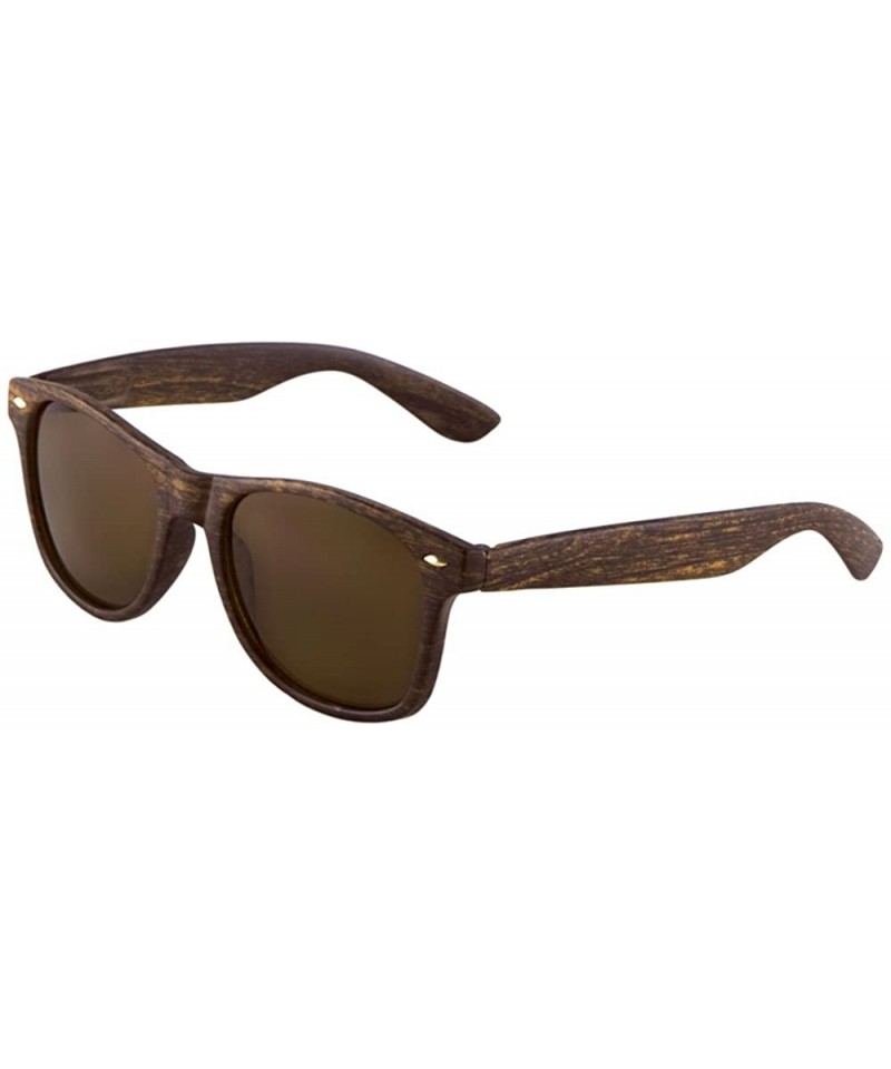 Wayfarer Retro Classic Glasses Wood Pattern Frame Brown Lens Mens Womens Fashion Eyewear - Chestnut - CQ185GG672T $8.95