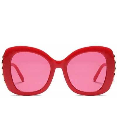 Rectangular Women Cateye Sunglasses Oversized Vintage Retro Bold Fashion Designer Shades - Red - CR18GOQHOZX $14.94