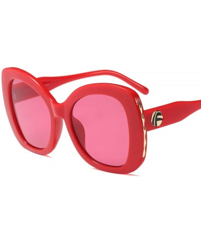 Rectangular Women Cateye Sunglasses Oversized Vintage Retro Bold Fashion Designer Shades - Red - CR18GOQHOZX $14.94