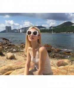 Rectangular Women Cateye Sunglasses Oversized Vintage Retro Bold Fashion Designer Shades - Red - CR18GOQHOZX $14.94