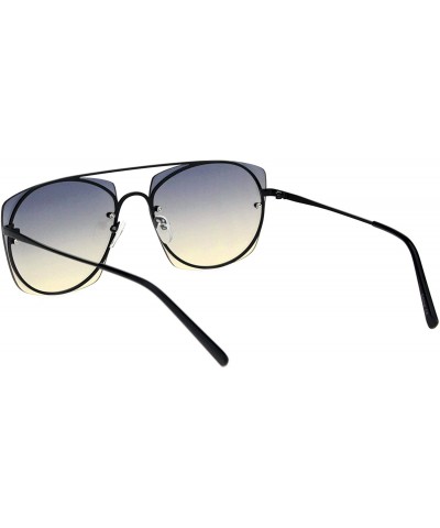 Rimless Womens Rimless Rectangular Luxury Designer Style Metal Rim Sunglasses - Black Black Brown - CI18K3Y9586 $14.20