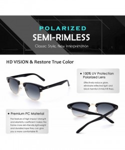 Rimless Classic Horn Rimmed Semi Rimless Polarized Sunglasses for Men Women GQO6 - 1 Gold-grey - CW17YK6EUI6 $12.89