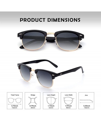 Rimless Classic Horn Rimmed Semi Rimless Polarized Sunglasses for Men Women GQO6 - 1 Gold-grey - CW17YK6EUI6 $12.89
