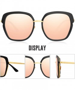 Oversized Retro Polarized Sunglasses for Woman- Vintage Classic Holiday Sun Glasses with Gift Box FD3371 - Black/Pink - CK194...