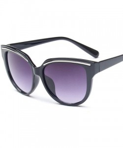 Oval Marque De Luxe Sunglasses Oculos Sol Feminino Womens Vintage Cat Eye Black Clout Goggles Glasses - Black - C0197A33R53 $...