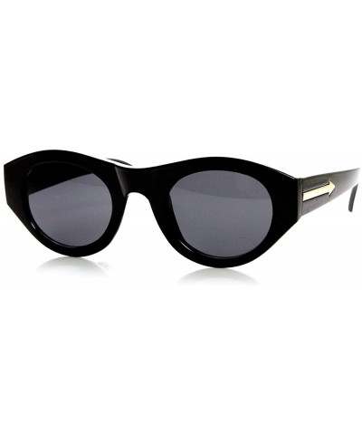 Oval High Fashion Bold Rim Oval Womens Sunglasses (Black Smoke) - CR11MV61QSX $22.58