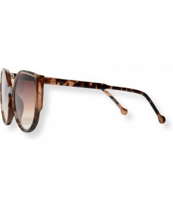Oversized Oversize Flat Cat-Eye Retro Sunglasses with Metal Rim Accent Front and Reflective Lens (Piper) - Brown - CG18HZ4KZU...