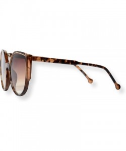 Oversized Oversize Flat Cat-Eye Retro Sunglasses with Metal Rim Accent Front and Reflective Lens (Piper) - Brown - CG18HZ4KZU...