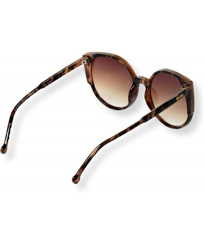 Oversized Oversize Flat Cat-Eye Retro Sunglasses with Metal Rim Accent Front and Reflective Lens (Piper) - Brown - CG18HZ4KZU...