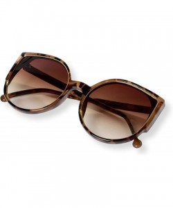 Oversized Oversize Flat Cat-Eye Retro Sunglasses with Metal Rim Accent Front and Reflective Lens (Piper) - Brown - CG18HZ4KZU...