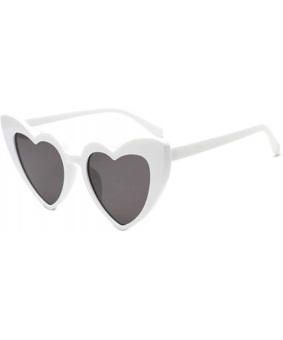 Oversized Women Lovely Heart Shape Over-sized Sunglasses Halloween Cat Eye Retro Sun Glasses UV400 - White Frame 1 Pack - CV1...