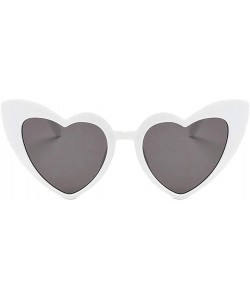 Oversized Women Lovely Heart Shape Over-sized Sunglasses Halloween Cat Eye Retro Sun Glasses UV400 - White Frame 1 Pack - CV1...