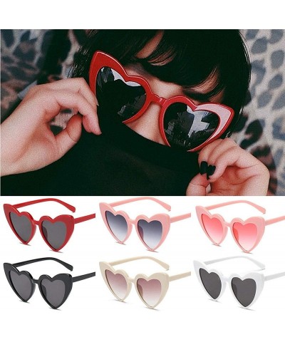 Oversized Women Lovely Heart Shape Over-sized Sunglasses Halloween Cat Eye Retro Sun Glasses UV400 - White Frame 1 Pack - CV1...
